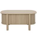 Table basse relevable effet bois ovale 100x48 cm