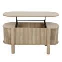 Table basse relevable effet bois ovale 100x48 cm