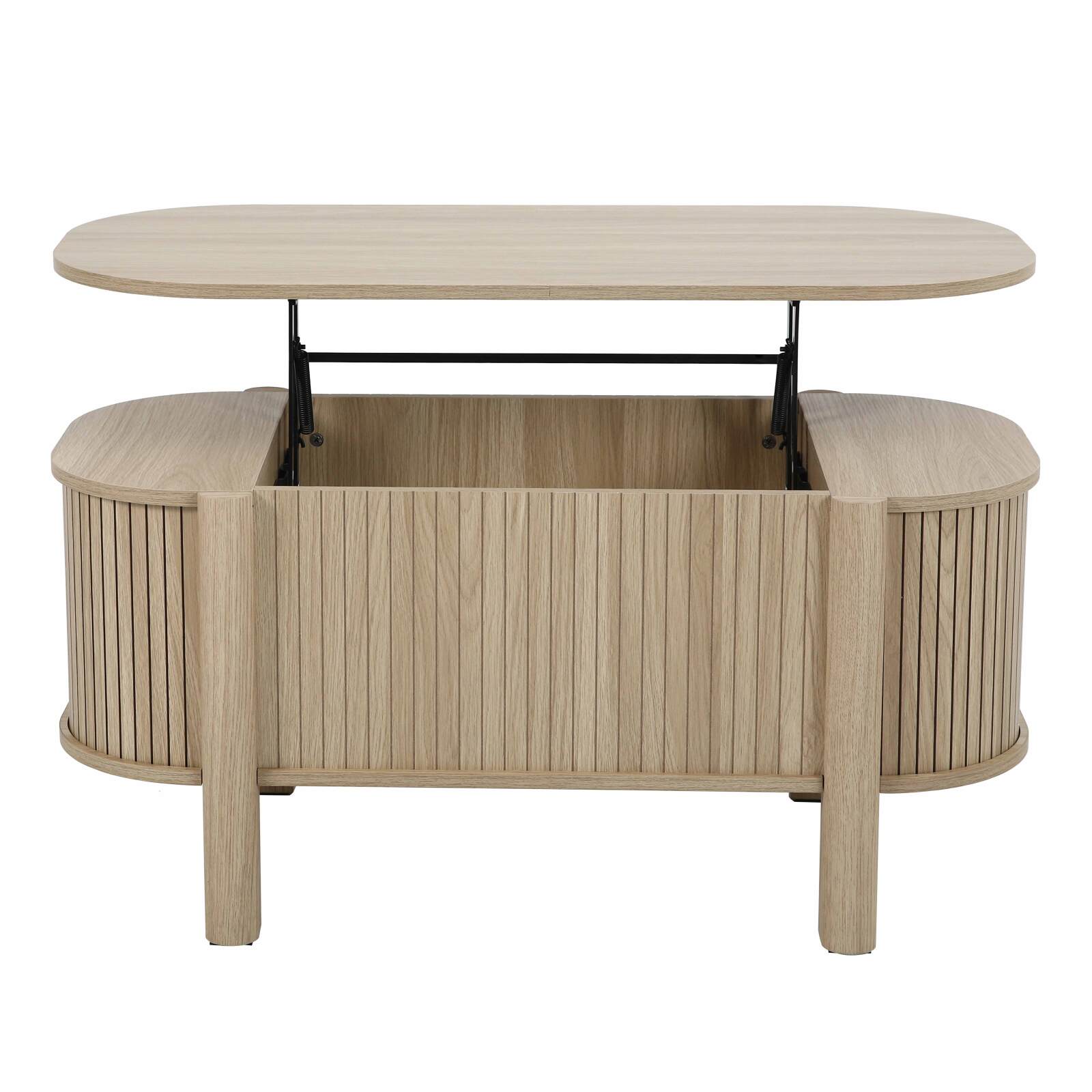 Table basse relevable effet bois ovale 100x48 cm