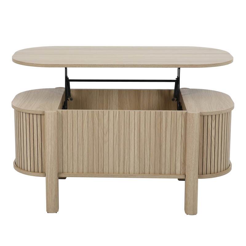 Table basse relevable effet bois ovale 100x48 cm (6/7)