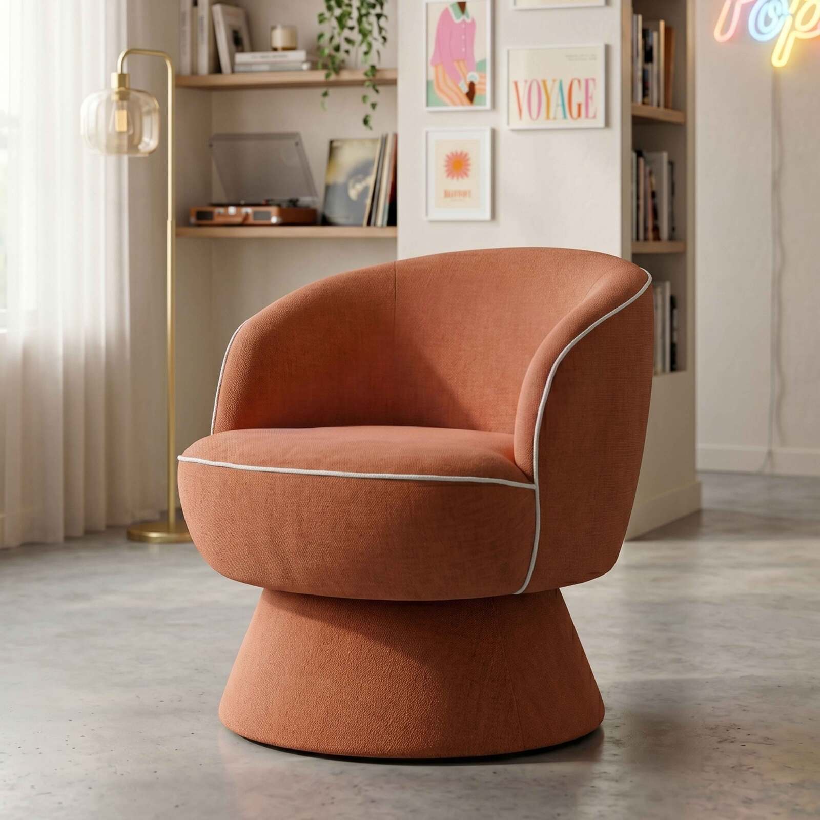 Fauteuil pivotant en tissu