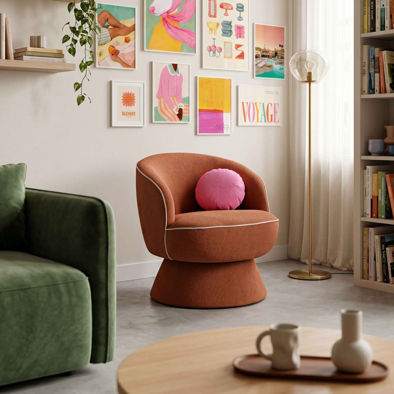 Fauteuil pivotant en tissu