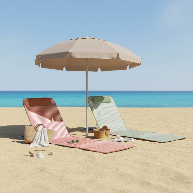 Lot de 2 matelas de plage pliants rayés jaune et rouge