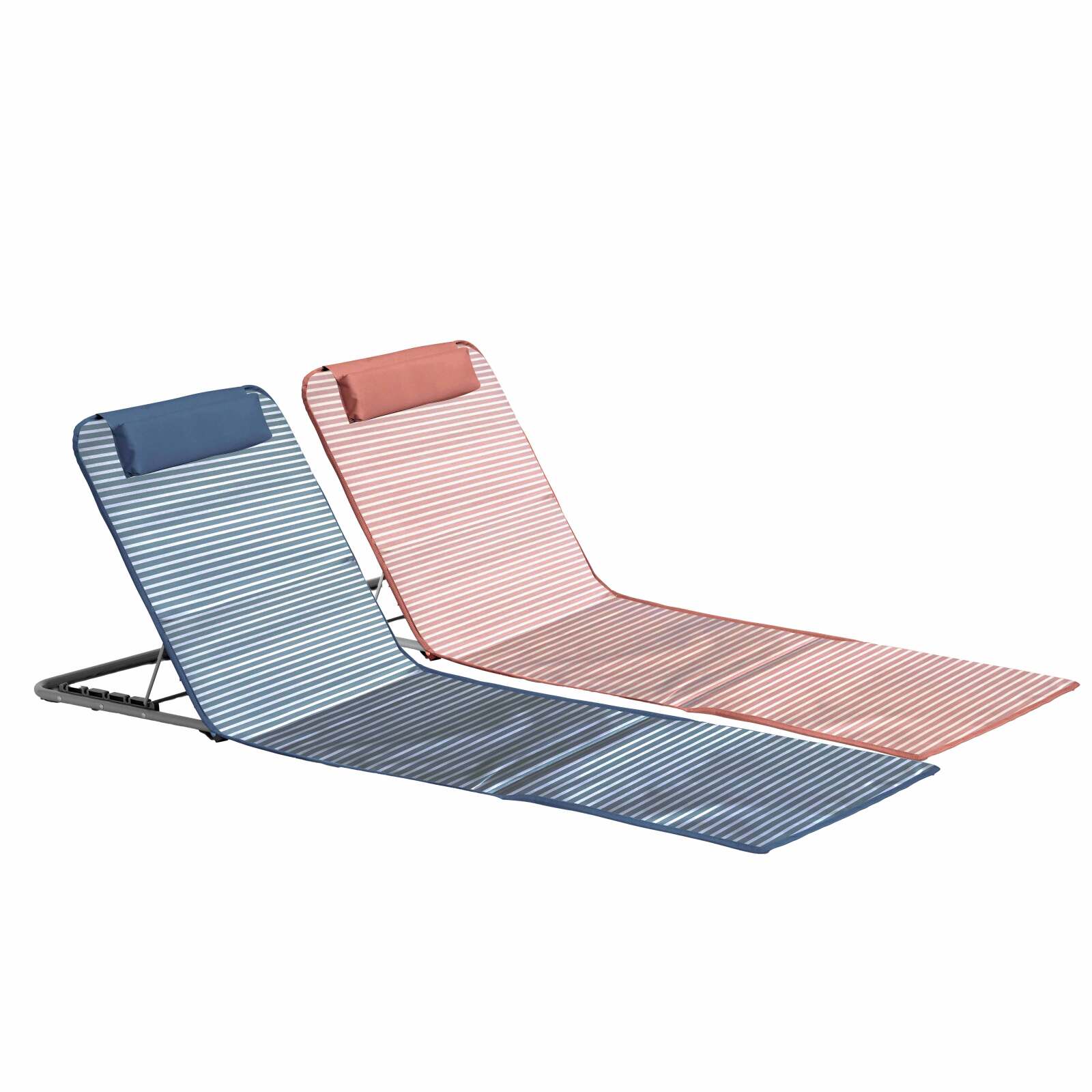 Lot de 2 matelas de plage pliants rayés bleu et rouge
