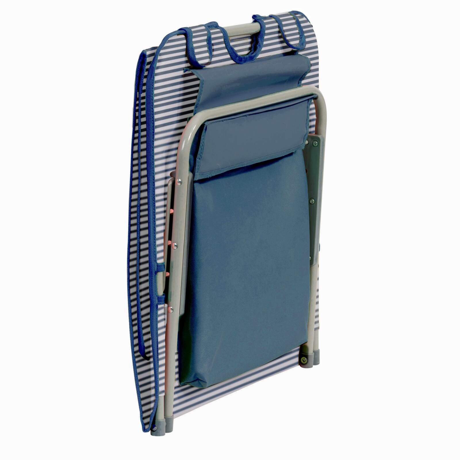 Lot de 2 matelas de plage pliants rayés bleu et gris