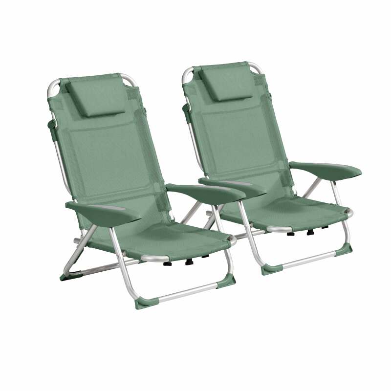 Lot de 2 chaises de plage pliantes inclinables 4 positions