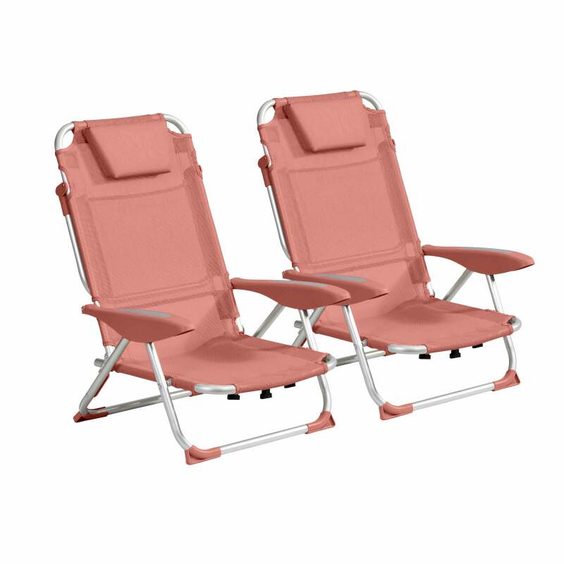 Lot de 2 chaises de plage pliantes inclinables 4 positions (16/32)