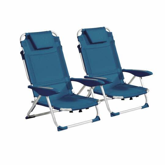 Lot de 2 chaises de plage pliantes, inclinables 4 positions | Oviala