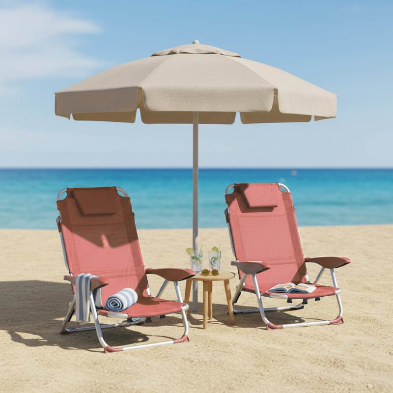 Lot de 2 chaises de plage pliantes inclinables 4 positions (17/32)