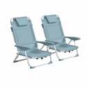 Lot de 2 chaises de plage pliantes inclinables 4 positions