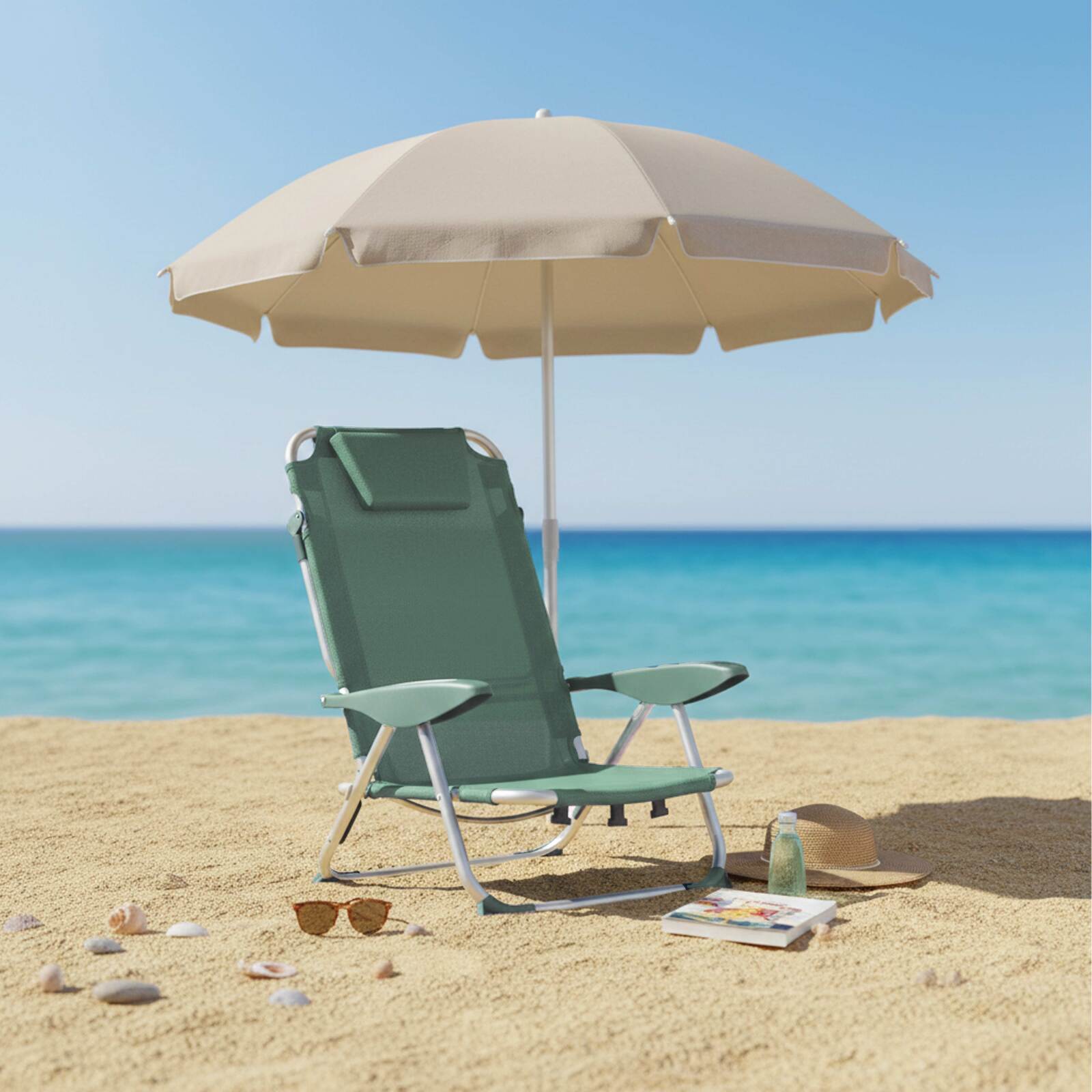 Lot de 2 chaises de plage pliantes inclinables 4 positions
