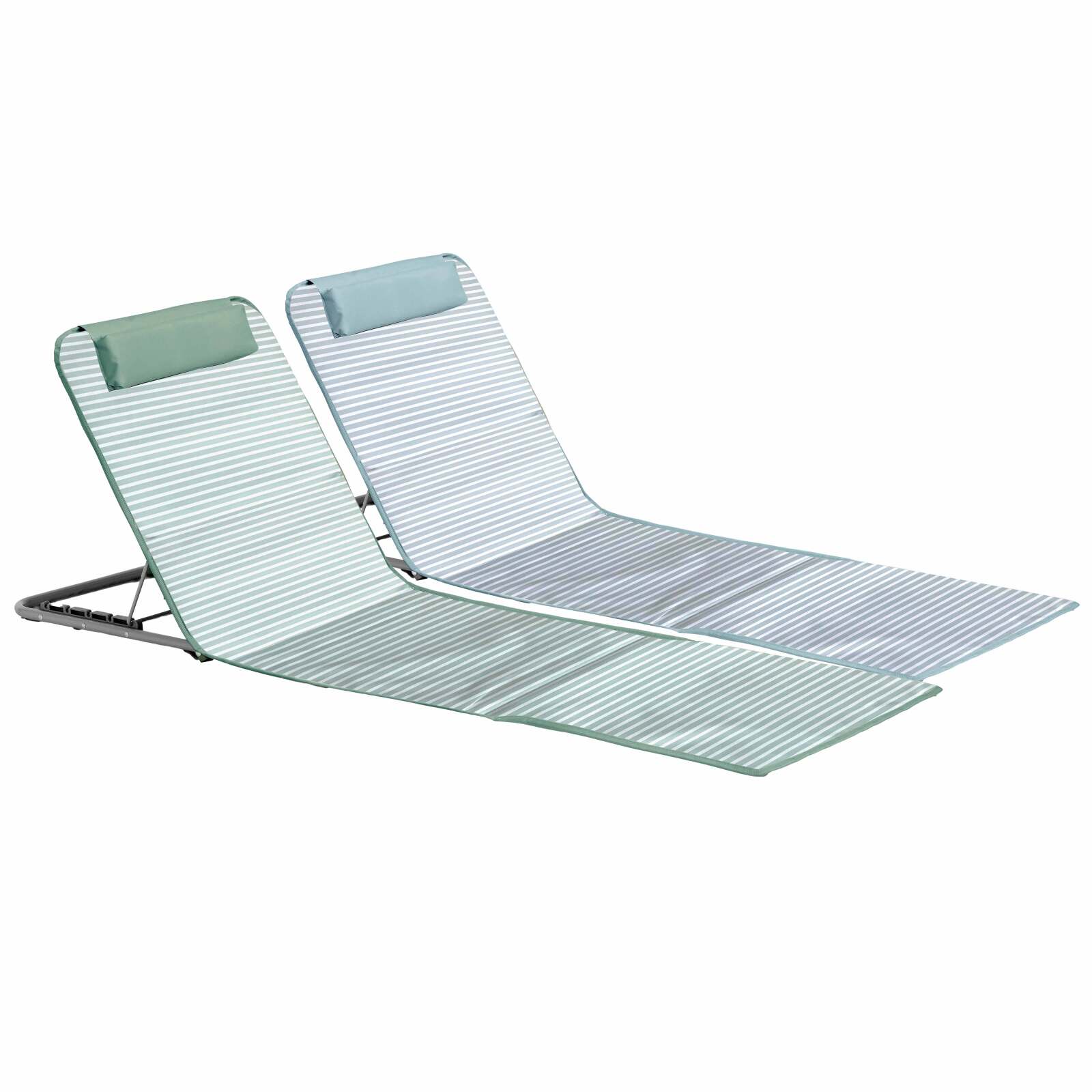 Lot de 2 matelas de plage pliants rayés jaune et gris