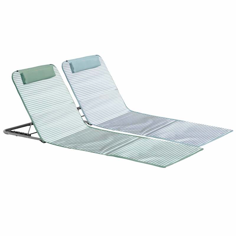 Lot de 2 matelas de plage pliants rayés jaune et gris