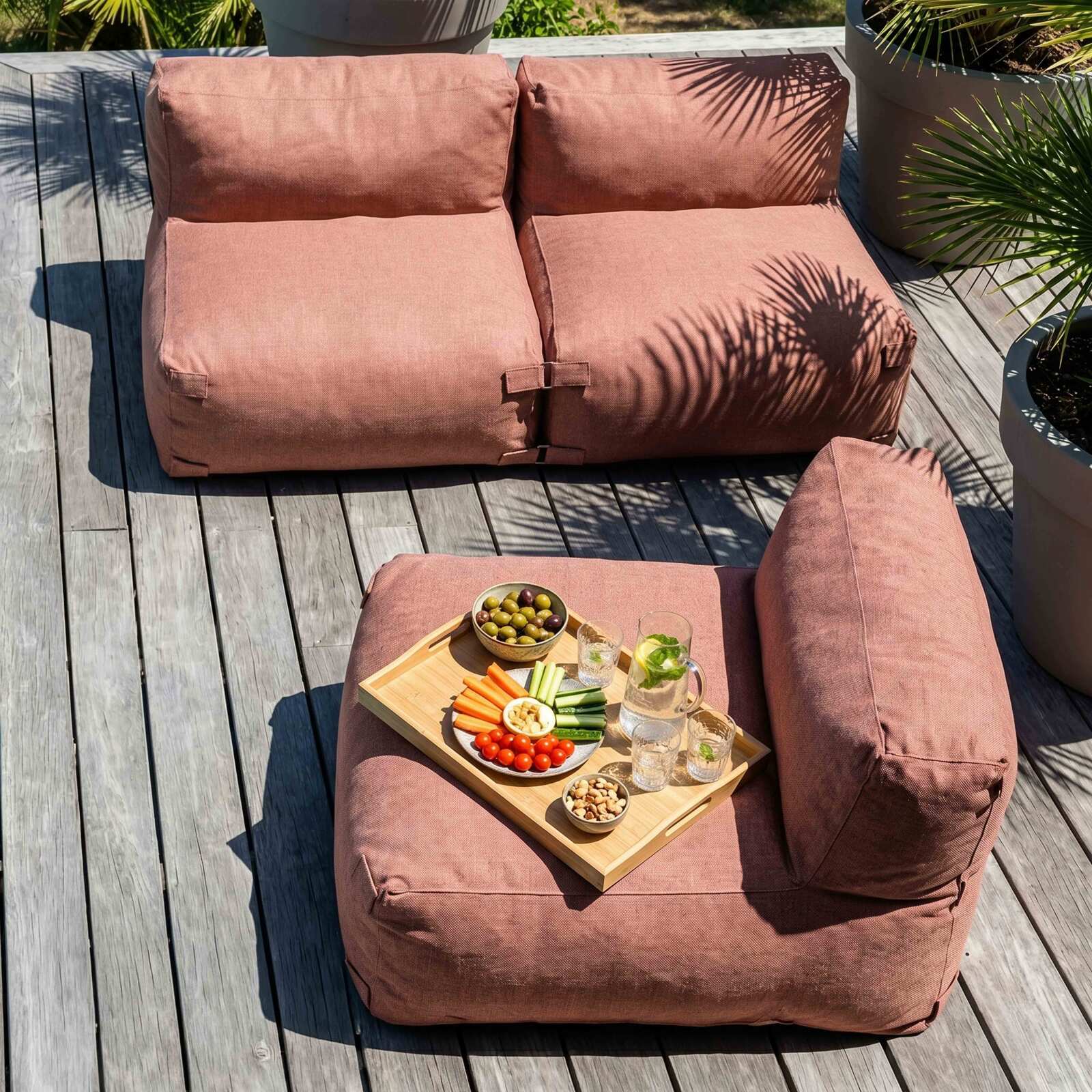 Salon de jardin modulable 3 places avec 3 chauffeuses