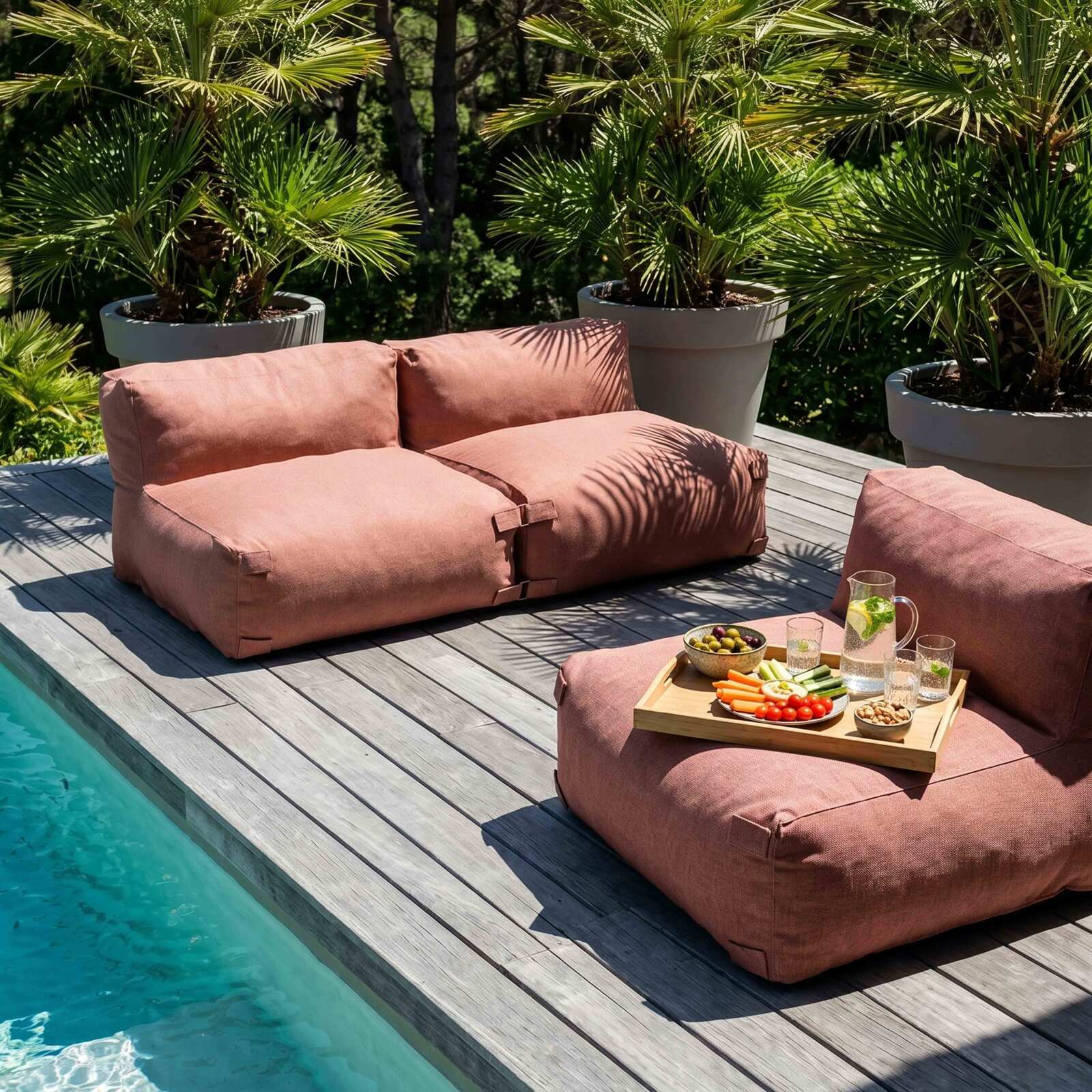 Salon de jardin modulable 3 places avec 3 chauffeuses