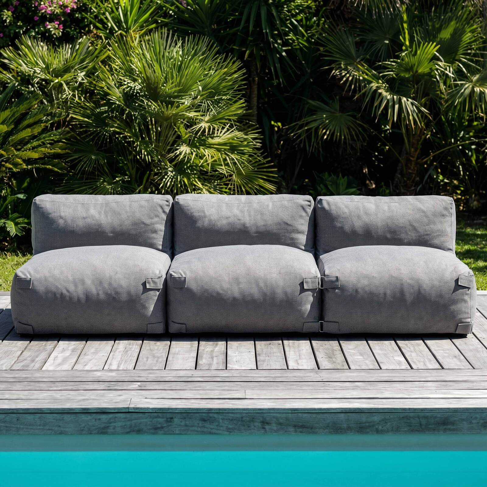 Salon de jardin modulable 3 places avec 3 chauffeuses