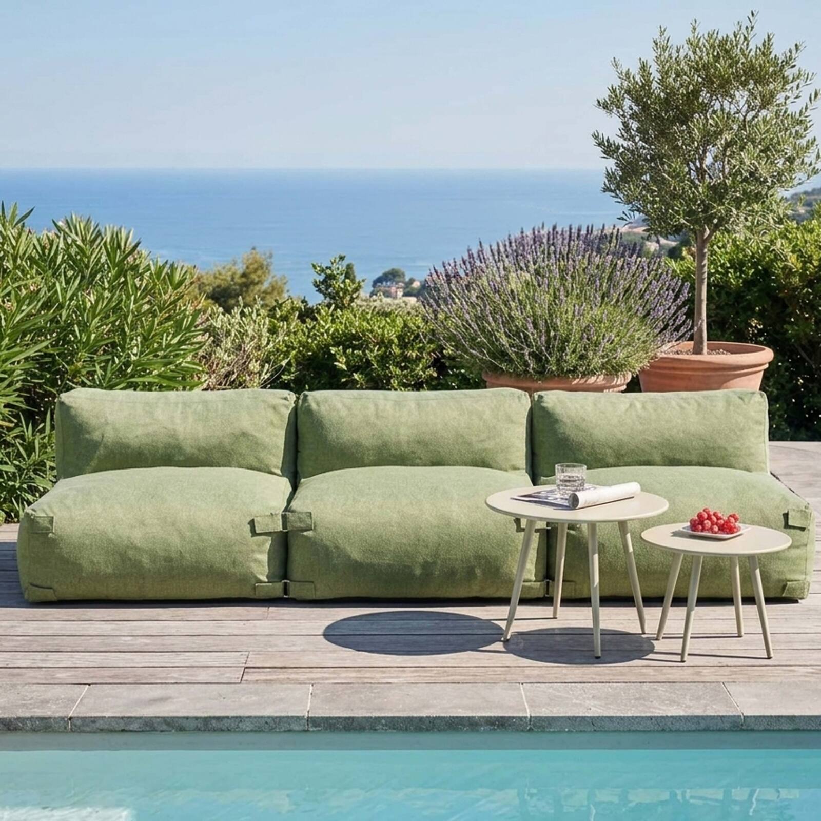 Salon de jardin modulable 3 places avec 3 chauffeuses