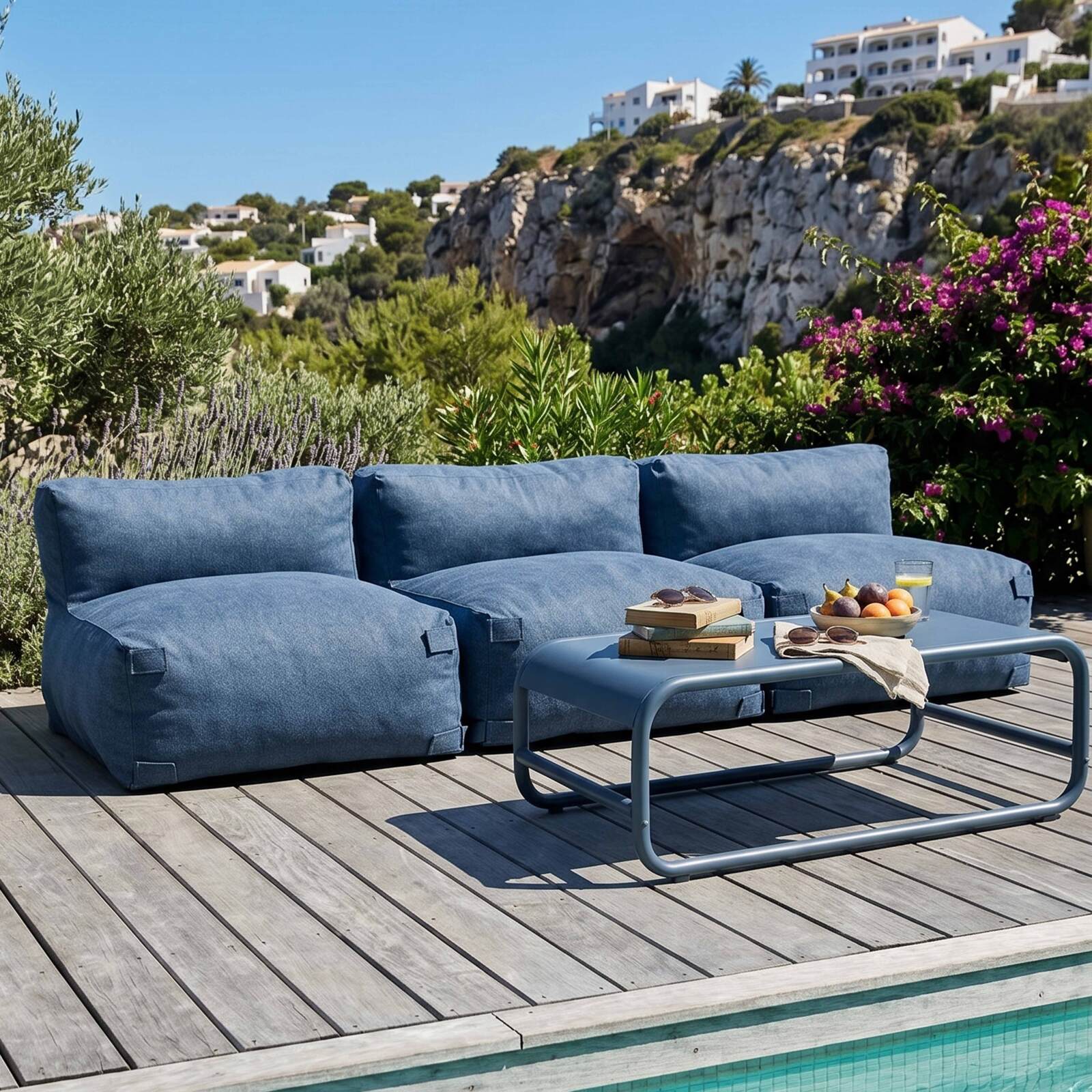 Salon de jardin modulable 3 places avec 3 chauffeuses