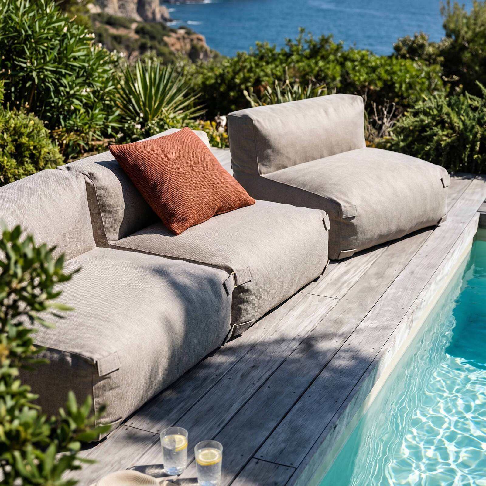 Salon de jardin modulable 3 places avec 3 chauffeuses