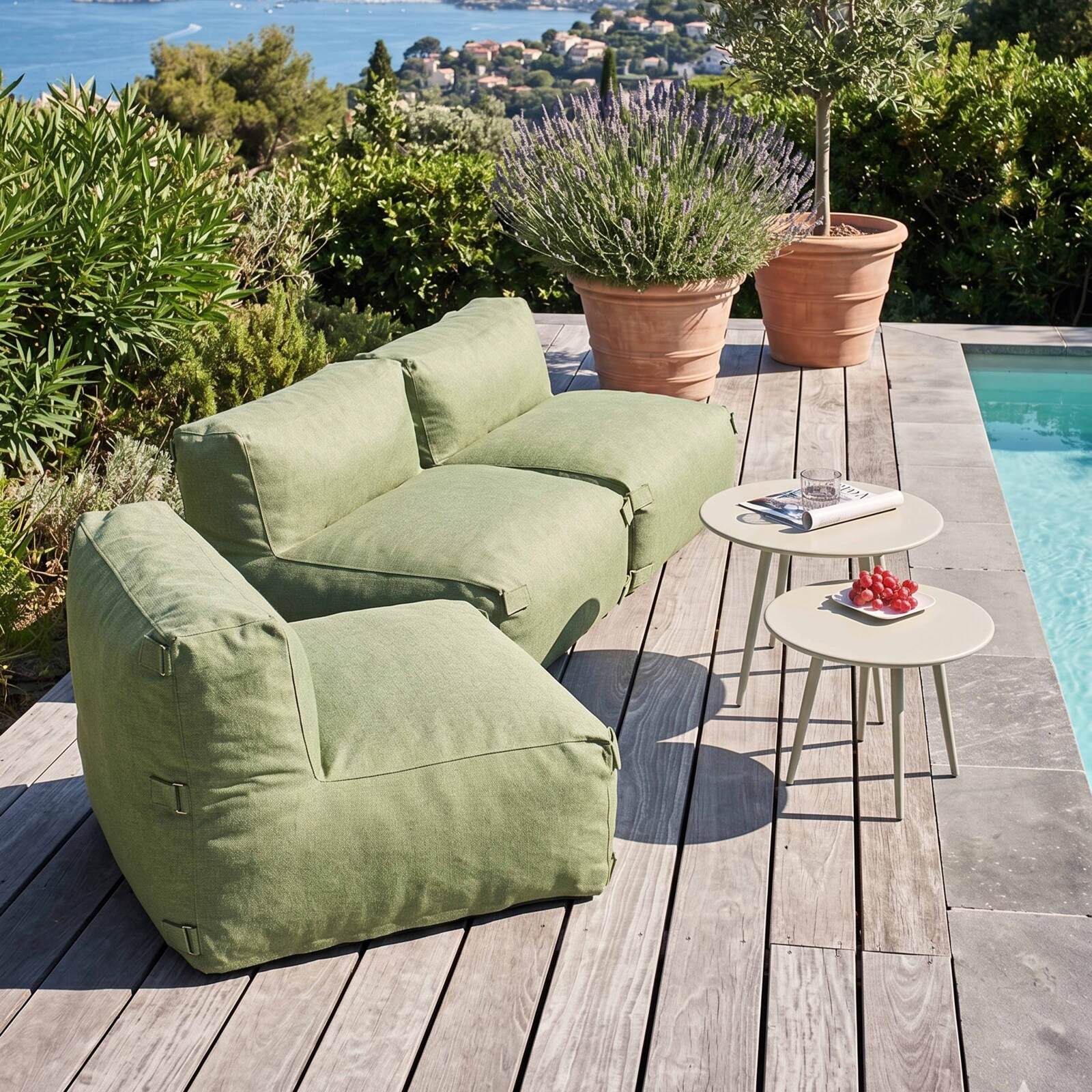 Salon de jardin modulable 3 places avec 3 chauffeuses