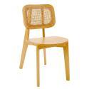 Chaises en bois d'orme et rotin naturel avec dossier esprit cannage - Lot de 2