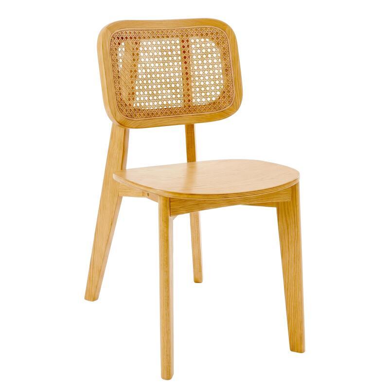 Chaises en bois d'orme et rotin naturel avec dossier esprit cannage - Lot de 2 (6/7)
