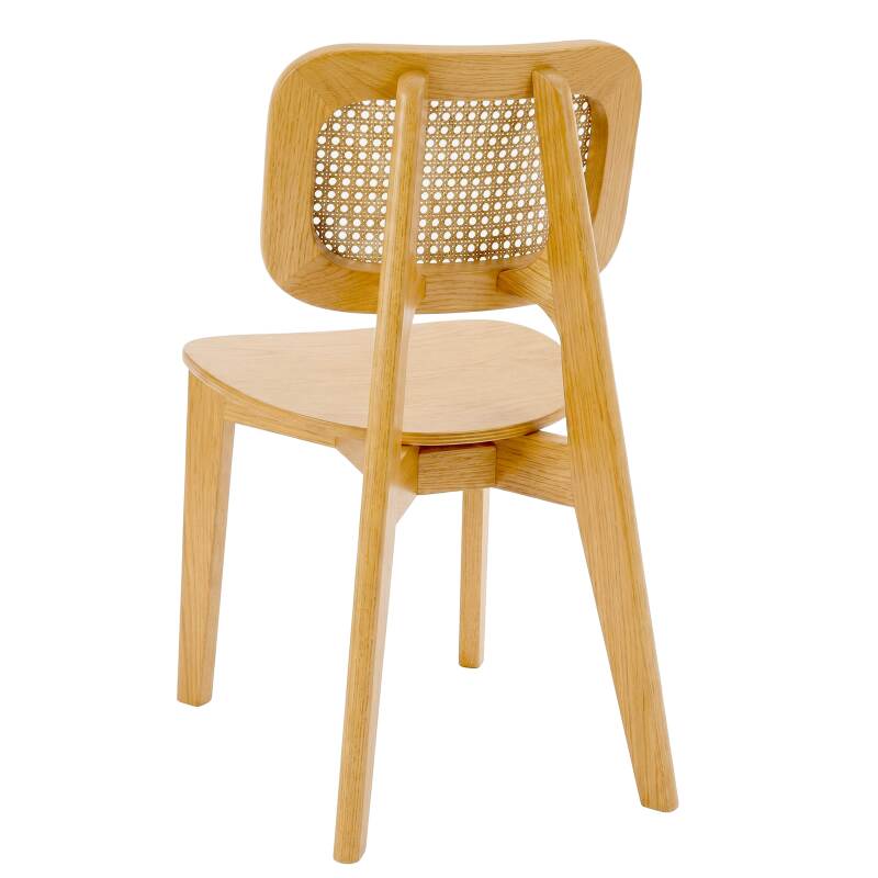 Chaises en bois d'orme et rotin naturel avec dossier esprit cannage - Lot de 2
