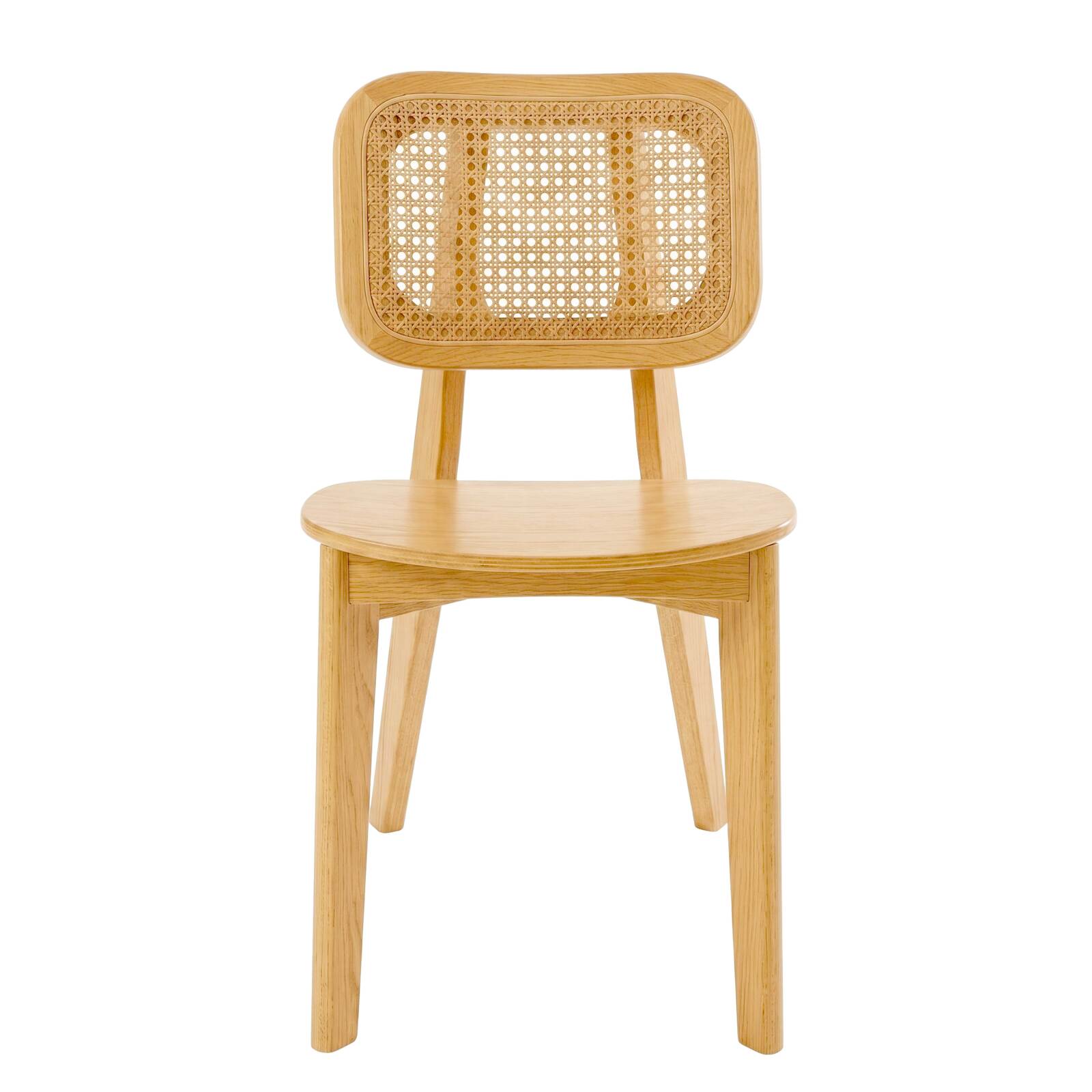 Chaises en bois d'orme et rotin naturel avec dossier esprit cannage - Lot de 2