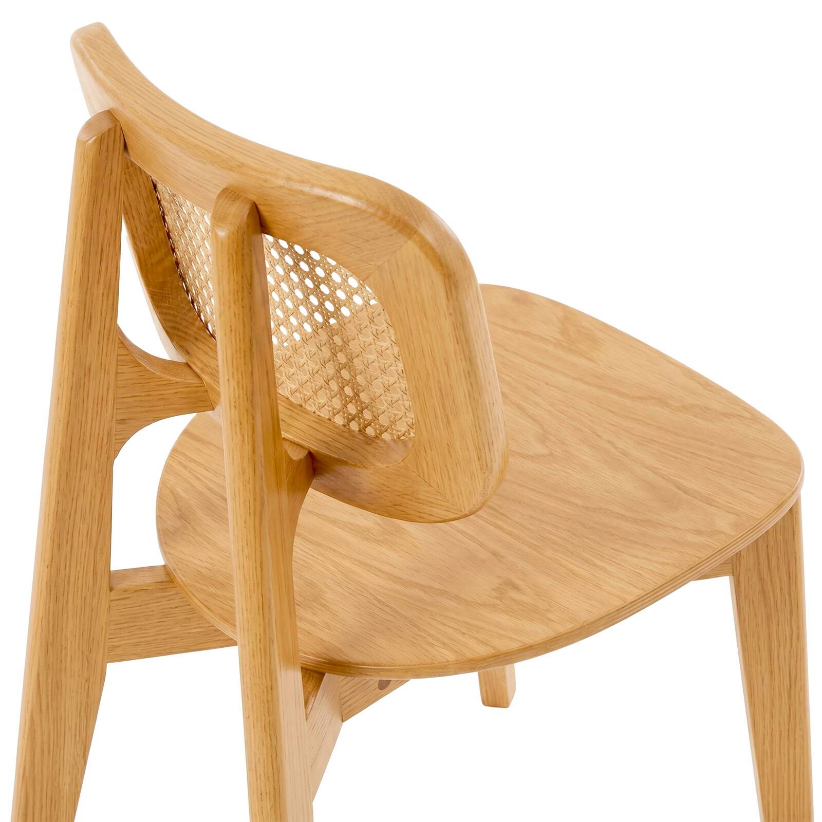 Chaises en bois d'orme et rotin naturel avec dossier esprit cannage - Lot de 2