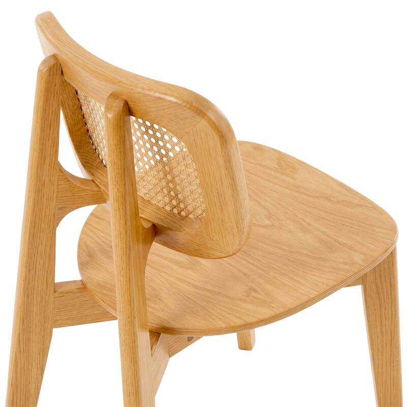 Chaises en bois d'orme et rotin naturel avec dossier esprit cannage - Lot de 2 (5/7)