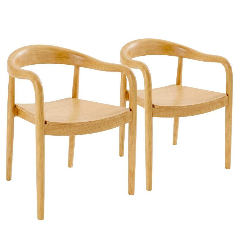 Chaises en bois d'orme avec accoudoirs - Lot de 2
