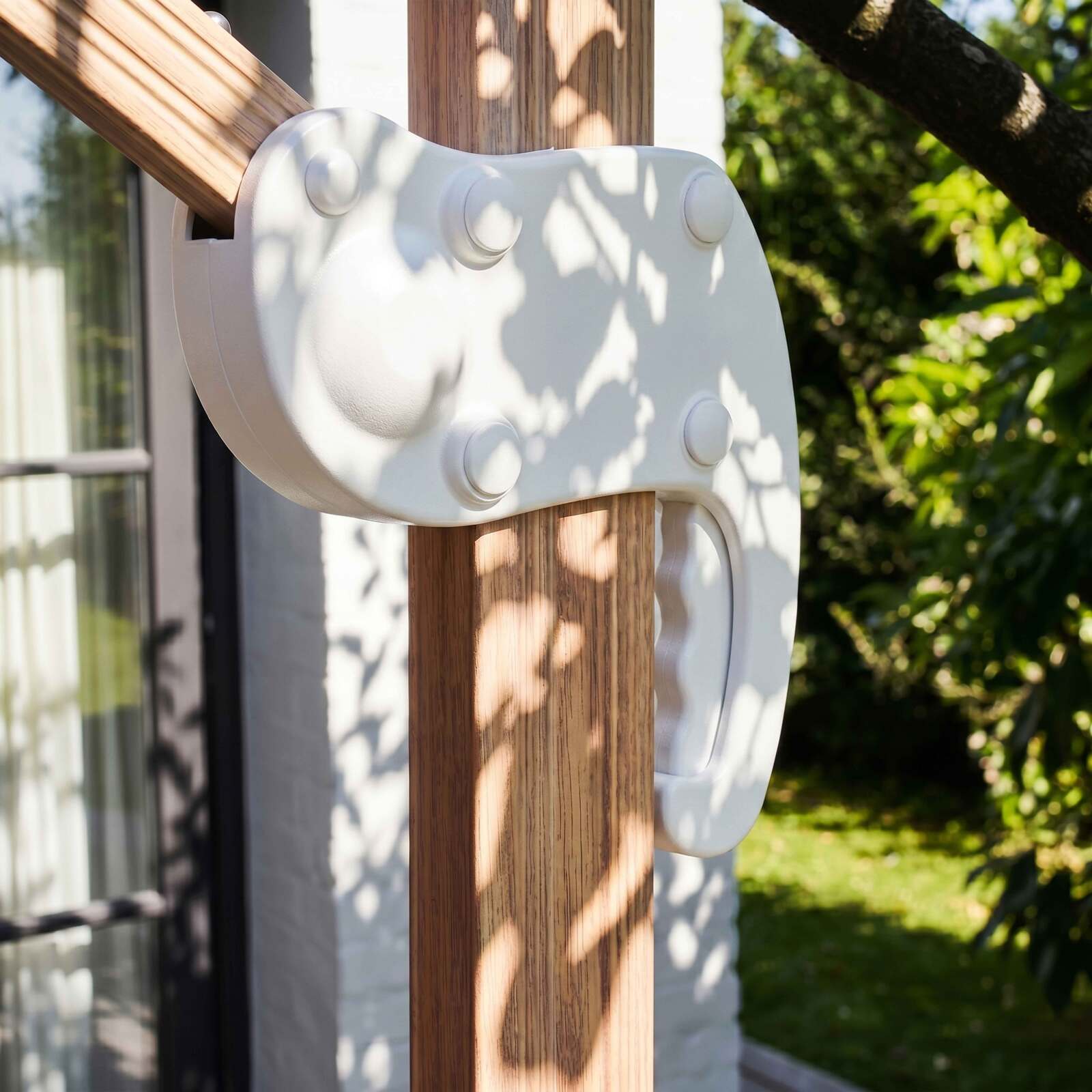Parasol déporté 3x3 m carré inclinable rotatif 360° et mât effet bois