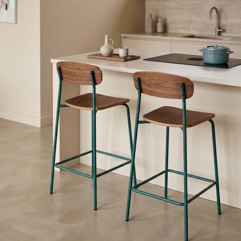 Chaises hautes en bois et métal - Lot de 2