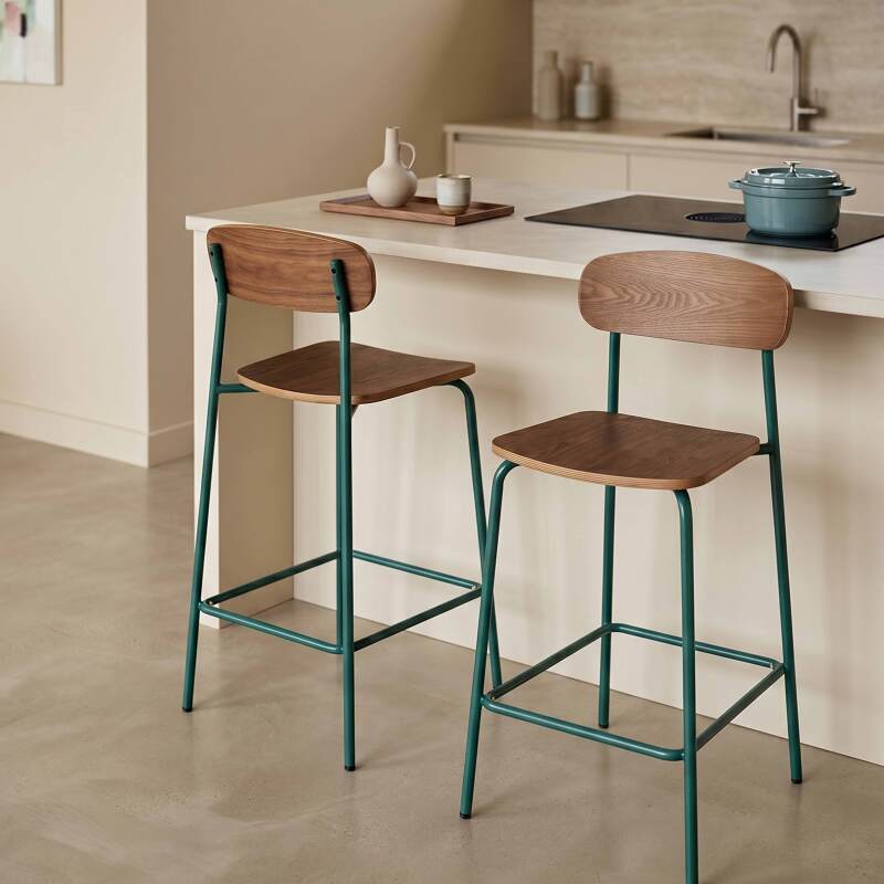 Chaises hautes en bois et métal - Lot de 2 (2/8)