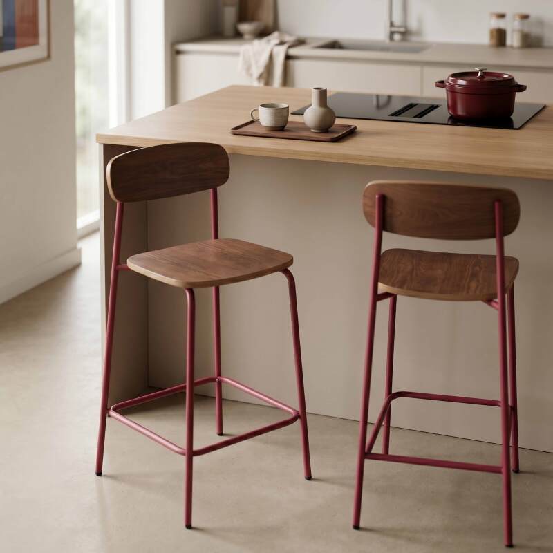 Chaises hautes en bois et métal - Lot de 2 (2/8)