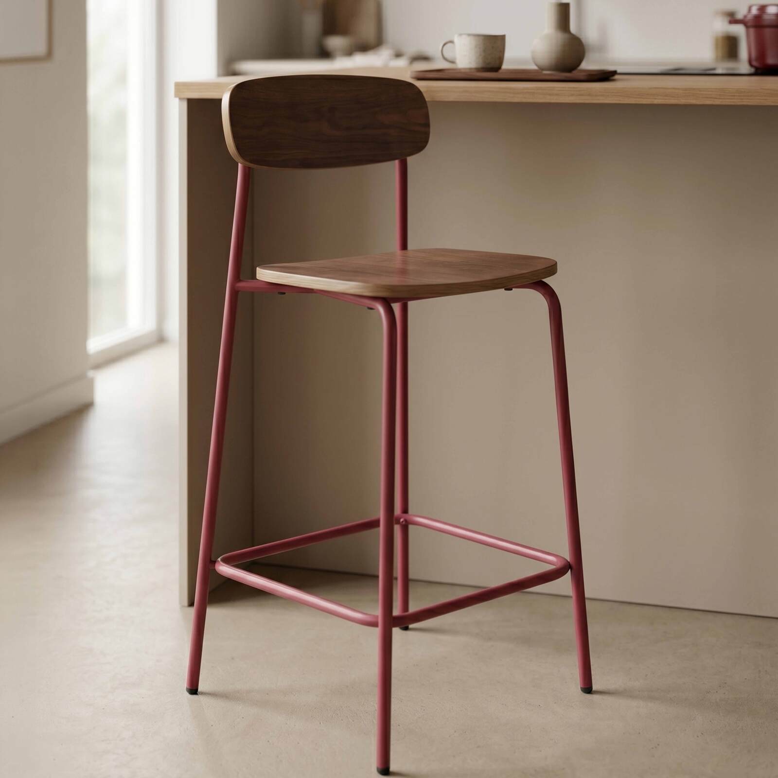 Chaises hautes en bois et métal - Lot de 2