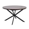 Table à manger extensible ronde en métal et effet bois 6 à 8 personnes