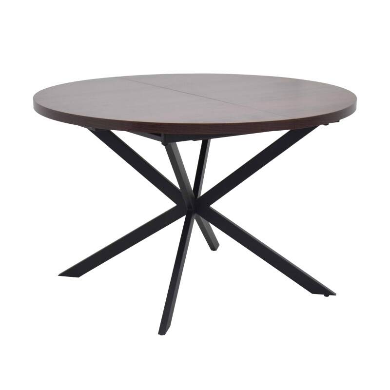 Table à manger extensible ronde en métal et effet bois 6 à 8 personnes