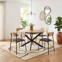 Table à manger extensible ronde en métal et effet bois 6 à 8 personnes - Ambiance