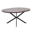 Table à manger extensible ronde en métal et effet bois 6 à 8 personnes