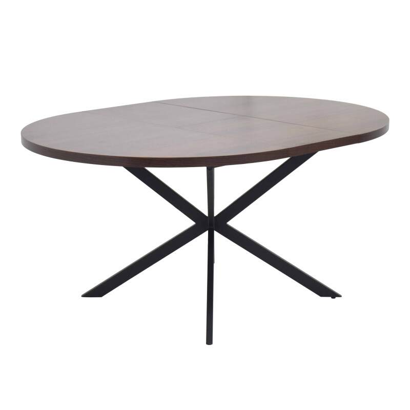 Table à manger extensible ronde en métal et effet bois 6 à 8 personnes (4/7)