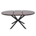 Table à manger extensible ronde en métal et effet bois 6 à 8 personnes