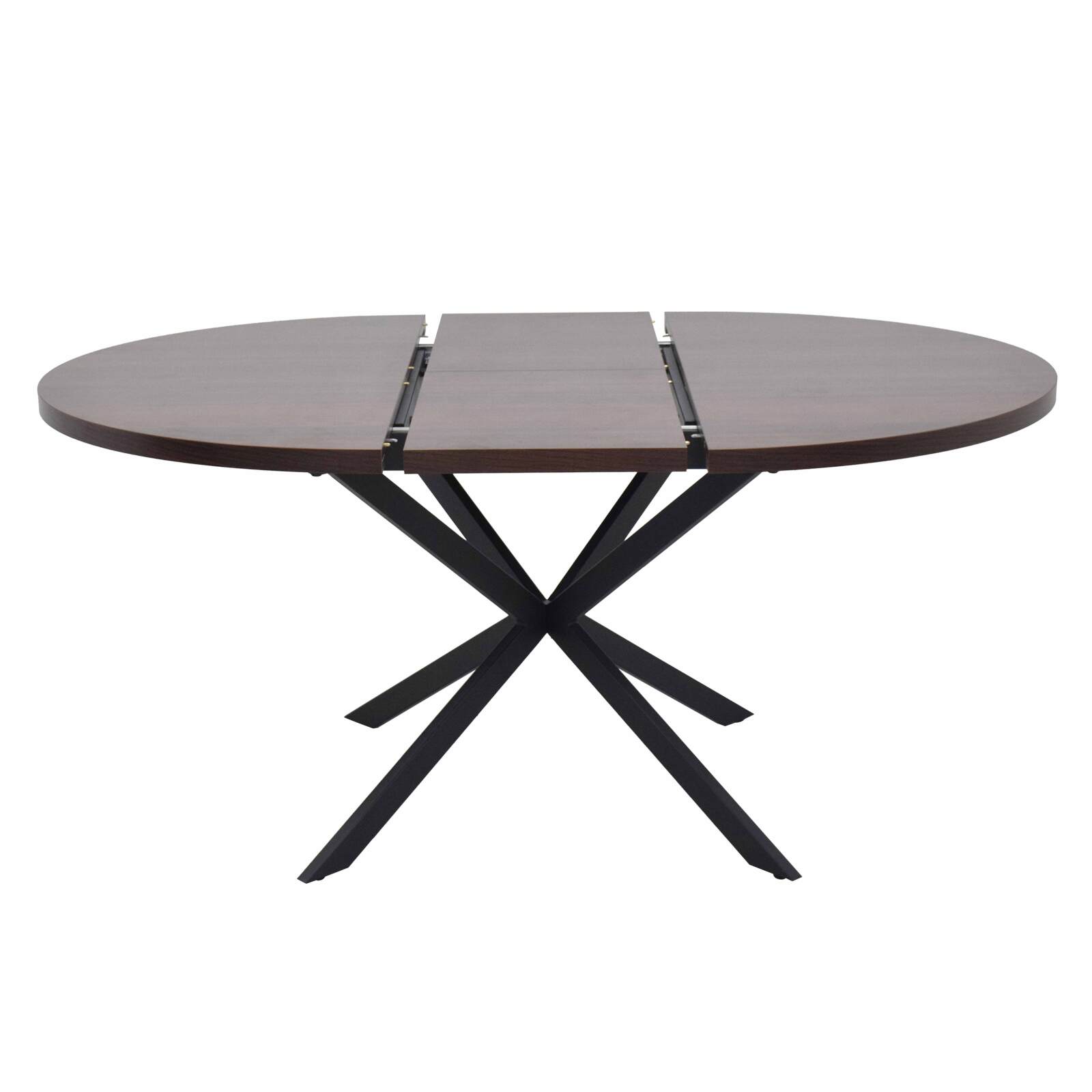Table à manger extensible ronde en métal et effet bois 6 à 8 personnes