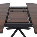 Table à manger extensible ronde en métal et effet bois 6 à 8 personnes