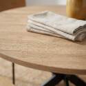 Table à manger ronde en métal et effet bois 6 personnes