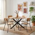 Table à manger ronde en métal et effet bois 6 personnes - Ambiance
