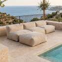 Salon de jardin modulable 4 places avec 3 chauffeuses et 1 pouf