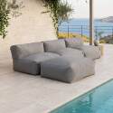 Salon de jardin modulable 4 places avec 3 chauffeuses et 1 pouf