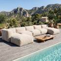 Salon de jardin modulable 6 places avec 3 chauffeuses, 1 fauteuil d'angle, 1 méridienne et 1 pouf