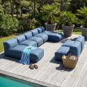 Salon de jardin modulable 7 places avec 5 fauteuils et 2 méridiennes